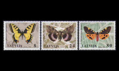 Latvia 432-4 ** Perhosia (1996)