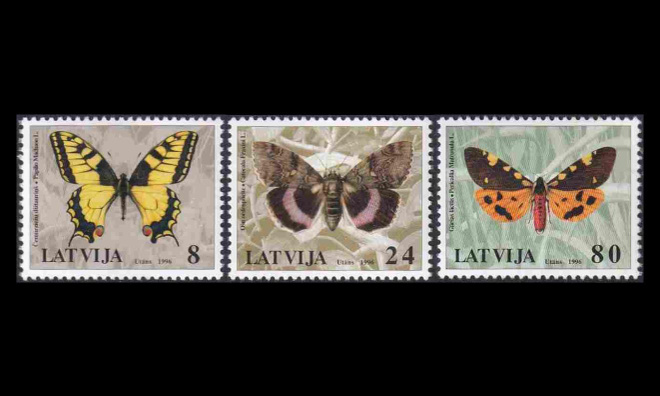 Latvia 432-4 ** Perhosia (1996)