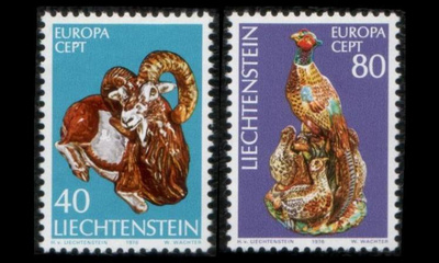 Liechtenstein 642-3 ** Europa taidekäsityö (1976)
