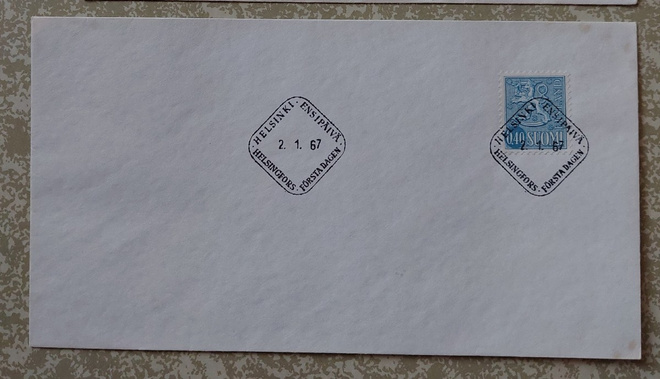 1967  M63 0,40mk leijona FDC blanco kuori