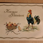 kukko ja tipuja, kultausta,  kulkenut käsipostissa - pikkukuva 1