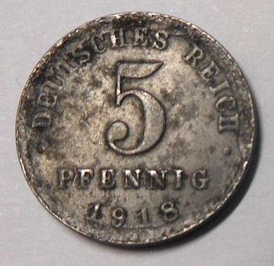 Saksa. 5 pfennig 1918A.