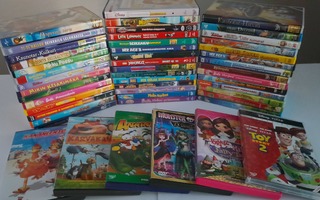 49 kpl LASTEN DVD LEFFOJA (Disney, LEGO, Barbie, Bratz ym...
