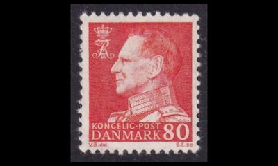 Tanska 397 ** Frederik IX 80 öre oranssinkeltainen (1961)