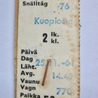 VANHA Lippu VR Rautatie Istumapaikka Kuopio 1961 - pikkukuva 2