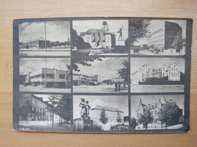 VANHA Postikortti Lahti Rautatie Asema ym 1948