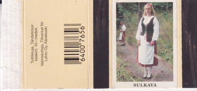 Suomussalmi , Kansallispuku, Tulitikkuetiketti.  e174