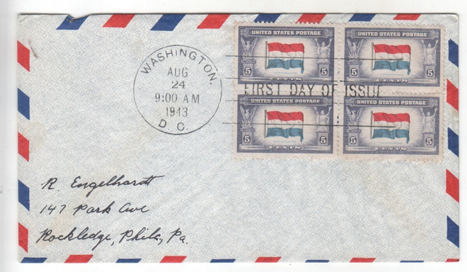 USA FDC 1943 Overrun Countries