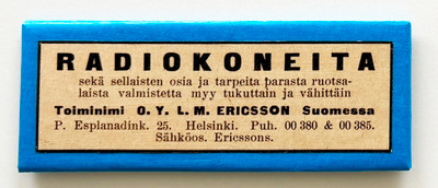 Vanha Ericssonin radiokoneen mainos magneettina * 20-luku