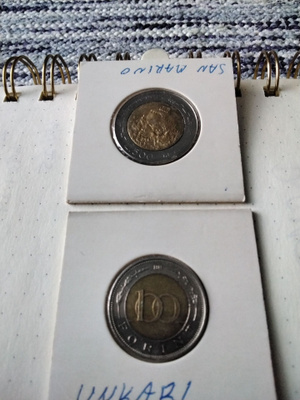 San Marinon ja Unkarin kolikot vuodelta 1998