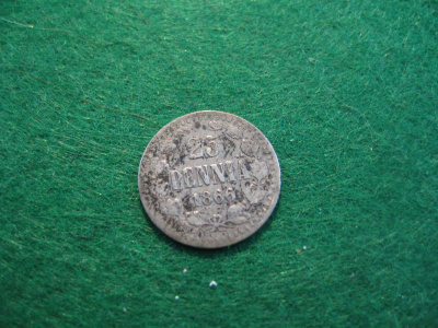 25 penniä 1866 - hopeaa