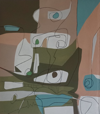 Hy-Que   (akryylimaalaus kankaalle 110 cm x 90 cm)
