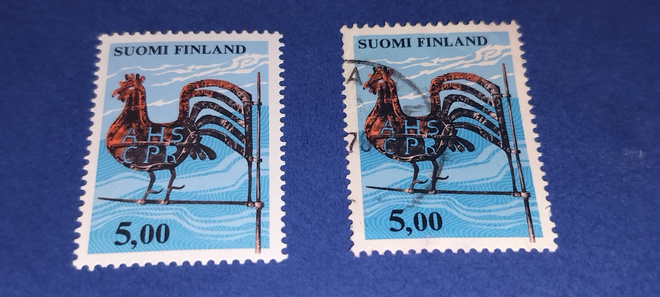 1977 5mk yleismerkki leimattuna ja leimaamattomana**