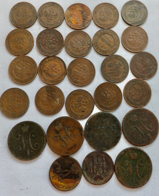 27 Kolikkoa Venäjä 1 kop 1840 - 1915