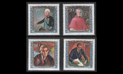 Liechtenstein 839-42 ** Maalauksia kuuluisista vieraista (19