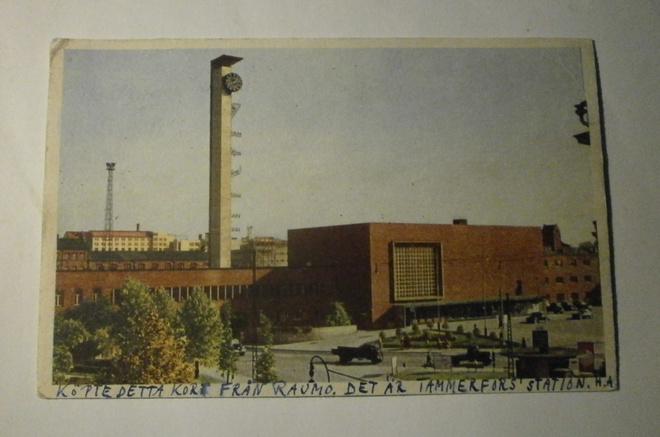 Tampere, Rautatieasema, vanh. väripk, p. 1955