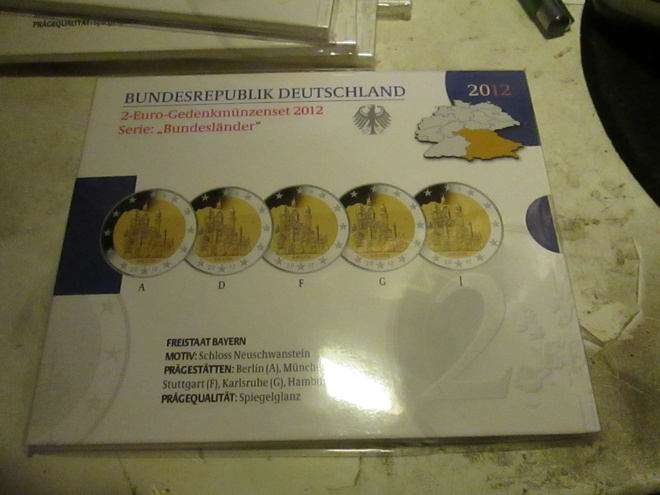 2012 Saksa  2 € Bayern ADFGJ PROOF