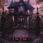 Halloween kaksi kurpitsaa portilla - pikkukuva 1