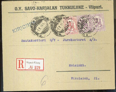 Firmakuori Savo-Karjalan tukkuliike - Viipuri R-kirje 1919