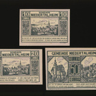 Itävalta Notgeld 10, 20, 50 Heller, Niedertalheim 1920 - pikkukuva 1