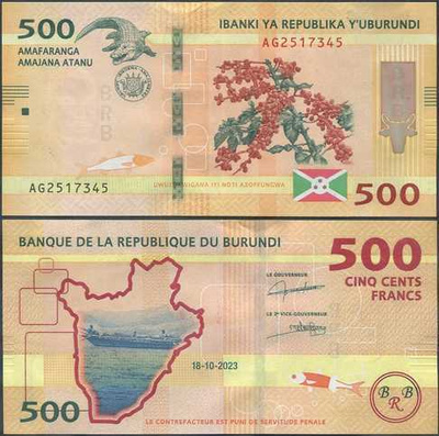 Burundi 500 Francs 2023 (P-50c) UNC