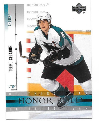 2001-02 UD Honor Roll #51 Teemu Selänne San Jose Sharks