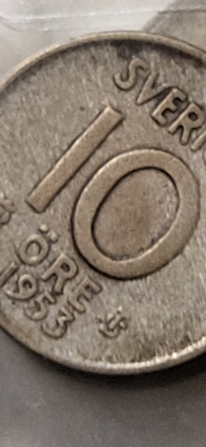 Sverige 10 Öre 1953 hopeaa kolikko