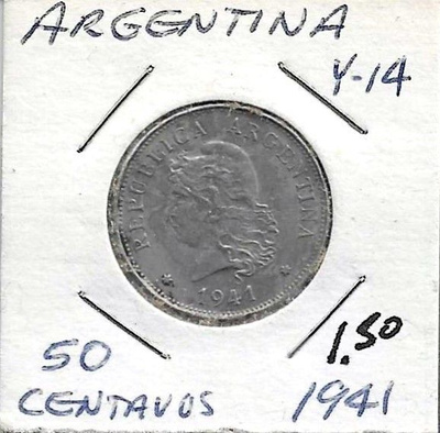 ARGENTINA 50 CENTAVOS 1941 Y14 (KO-17)