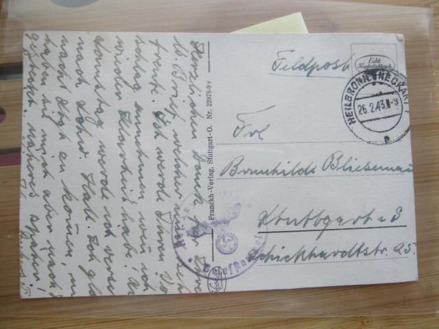 Saksa, kenttäposti kortti vuodelta 1943 leimoin