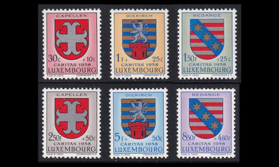 Luxemburg 595-600 ** Caritas vaakunoita (1958)