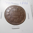 10  penniä 1889   siistikuntoinen raha  , rahakehyksessä . - pikkukuva 1