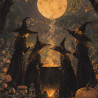Halloween neljä noitaa padan äärellä - pikkukuva 1