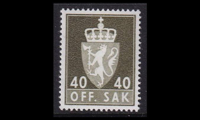 Norja 87y ** Virkamerkki 40 öre y-pap (1962)
