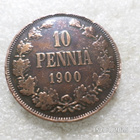 10  penniä   1900  kulkematon tasaisesti  patinoitunut. - pikkukuva 3