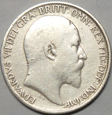 Britania. 6 pence 1910 hopea.
