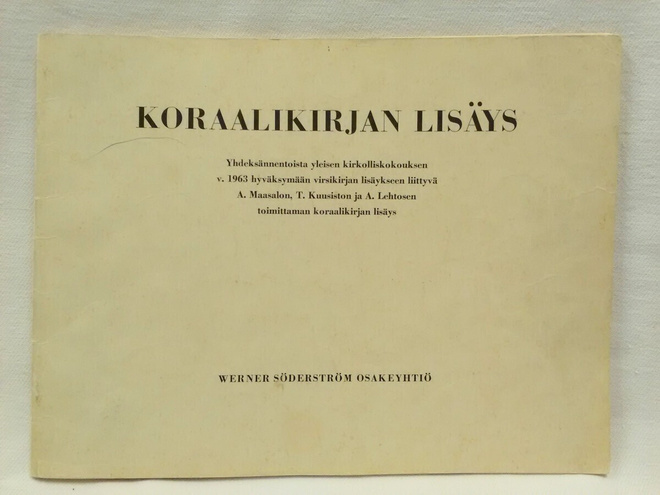 Koraalikirjan lisäys v.1963 virsikirjan lisäykseen