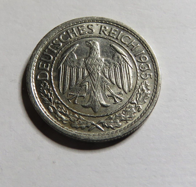 Saksa/Weimarin tasavalta 50 pfennig 1935 F