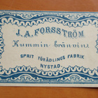 Uusikaupunki J A Forsström viinatiketti 9x5cm - pikkukuva 1