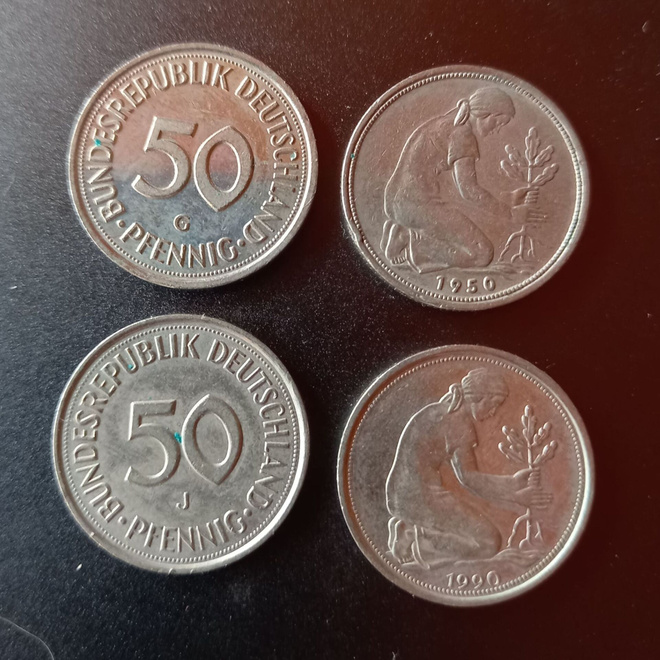 SAKSA BRD 4 x 50p 1950, 1989, 1990 & 1994