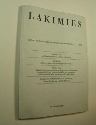 Lakimies, 91. vuosikerta, 1/1993 : suomalaisen lakimiesyh...
