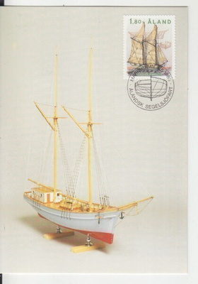 Åland  1988 Purjelaiva maksimikortti.