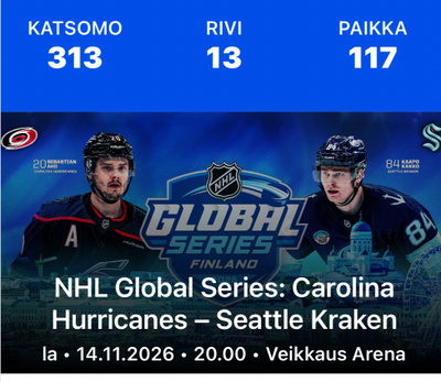 7 lippua NHL Global Series 14.11