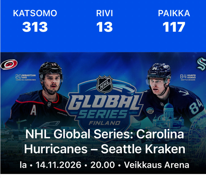 7 lippua NHL Global Series 14.11