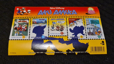 POSTIMERKKIARKKI # Aku Ankka 50v  ( 5x1lk ) 2001