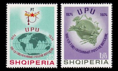 Albania 1718-9 ** Maailmanpostiliitto UPU 100v (1974)