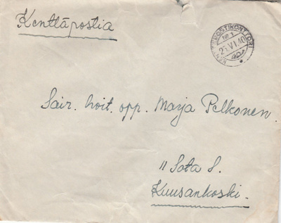 1940, Kirje Kenttäpostia, Kenttäpostikonttori 1