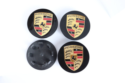 Porsche vannekeskiöt – Kulta-Musta – 65mm (4kpl