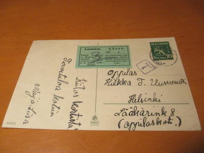 1944 Riihimäki lunastuskortti
