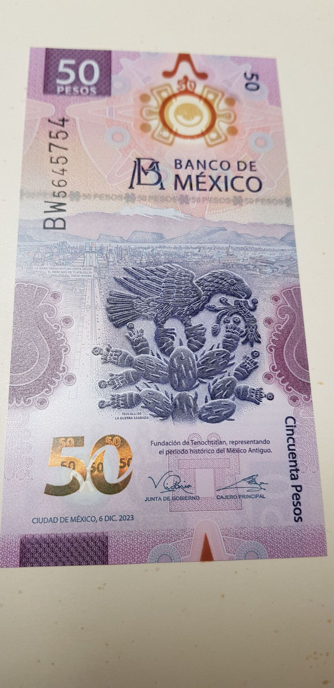 50 pesos   meksiko  2023  muoviseteli sileä