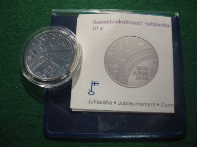 Suomi 10e hopea juhlaraha Saamelaiskulttuuri - 2018 PROOF